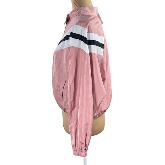 New Deep Sugar Track Jacket Cropped Full Zip Pink Black Size L Large - Picture 2 of 8